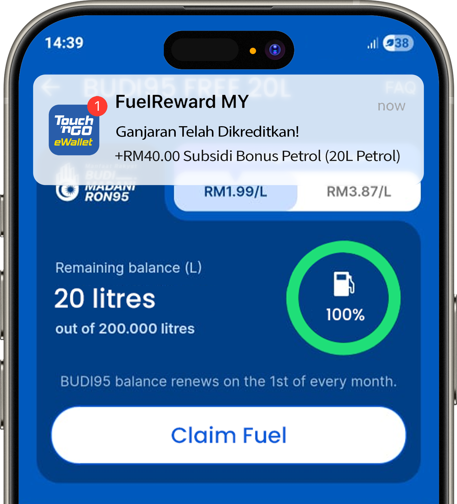 Bukti tebusan ganjaran wallet